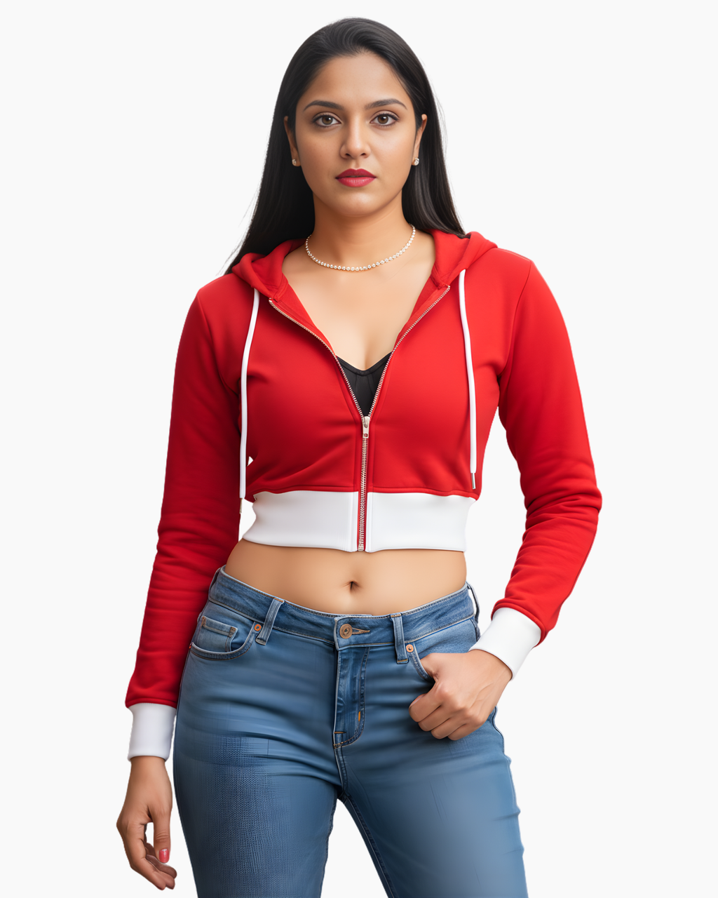 Melifloz Crop Top Sweatshirt – Red Hot Zip