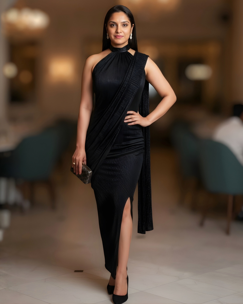 Melifloz Halter Neck Bodycon Saree