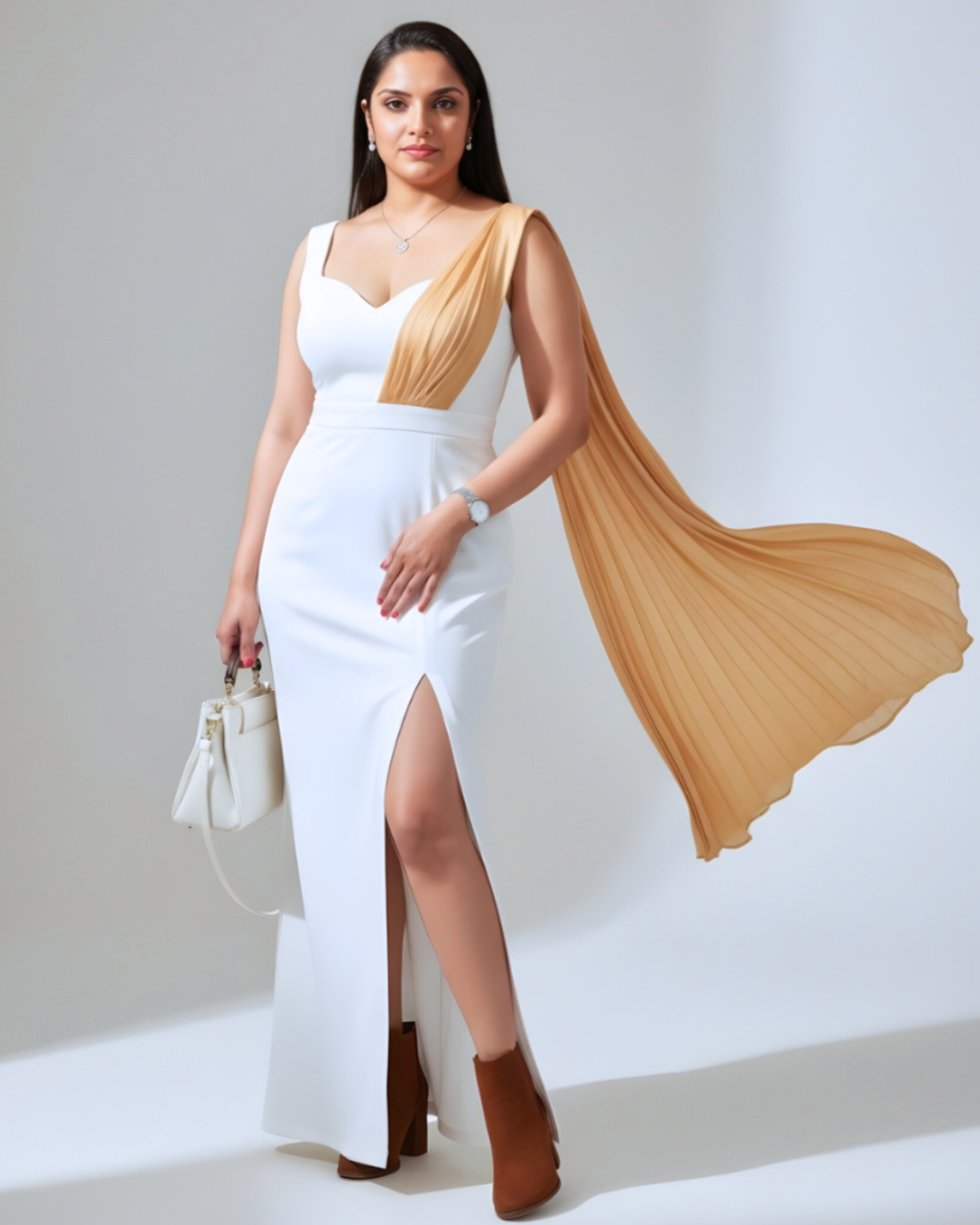 Melifloz Sweetheart Golden Air Drape Gown Saree