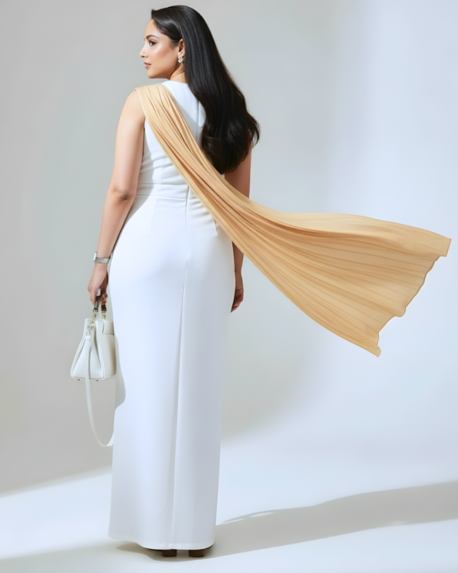 Melifloz Sweetheart Golden Air Drape Gown Saree